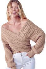 Load image into Gallery viewer, Olivia’s Crossover Knit Sweater- Taupe
