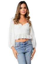 Load image into Gallery viewer, Lily&#39;s Eyelet Spring Peplum Top
