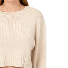 Load image into Gallery viewer, All To Myself Long Puff- Sleeve Cropped Sweater- Beige
