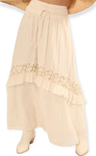 Load image into Gallery viewer, Solid Smock Elastic Waist Floral Lace Maxi Skirt

