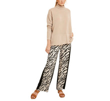 Load image into Gallery viewer, Stripe Textured Turtle Neck Top - Taupe
