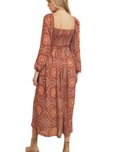 Load image into Gallery viewer, Ava&#39;s Retro Paisley Print Midi Dress - Rust
