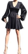 Load image into Gallery viewer, V Neck Satin Mini Dress With Button Detail
