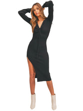 Load image into Gallery viewer, Olive Midi Long Sleeve Ribbed Sweater Dress

