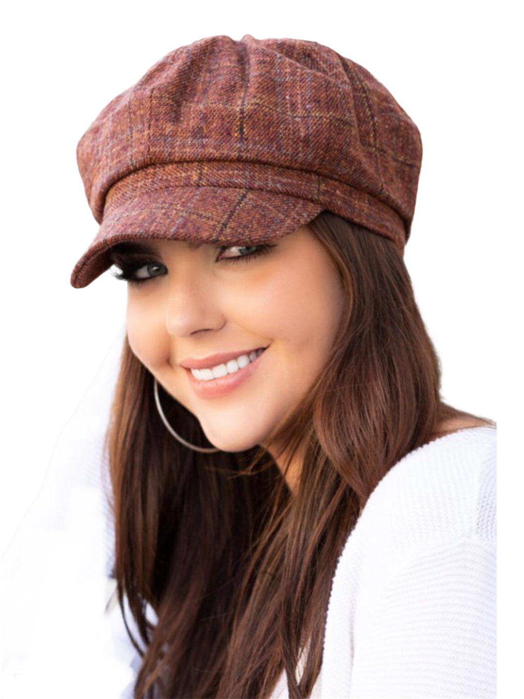 Rust Plaid Newsboy Caps