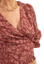 Load image into Gallery viewer, Floral Surplice Neck Long Sleeve Woven Blouse
