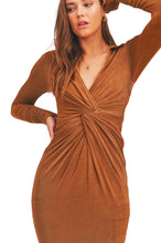 Load image into Gallery viewer, Evening Cocktail Midi Dress- Camel
