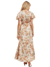 Load image into Gallery viewer, Spring Floral Satin Maxi Wrap Dress
