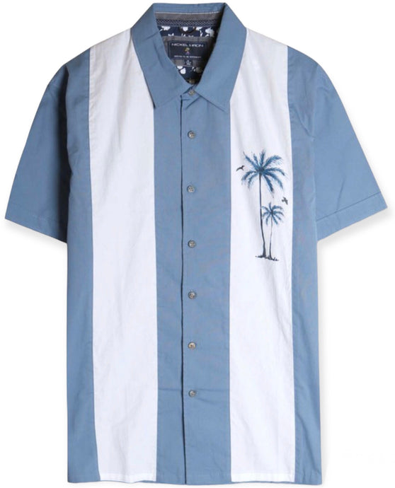 Vacay Ready Green Bay Tropical Shirt- Blue