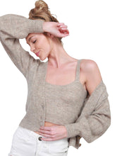 Load image into Gallery viewer, Oatmeal Melange Rib Cardigan
