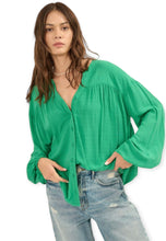 Load image into Gallery viewer, Solid Button Front Yoke Front Long Sleeve Shirt- Kelly Green
