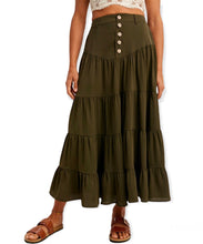 Load image into Gallery viewer, Paloma Tiered Maxi Skirt- Dark Olive
