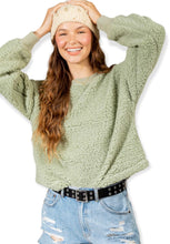 Load image into Gallery viewer, Sherpa Teddy Bear Sweater- Sage
