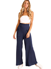 Load image into Gallery viewer, Navy  Ribbed High Waisted Flare Bottoms
