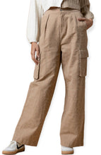 Load image into Gallery viewer, Daisy Embroidered Cargo Pants- Khaki
