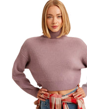 Load image into Gallery viewer, Lavender Ribbed Mock Neck Crop Pullover Sweater
