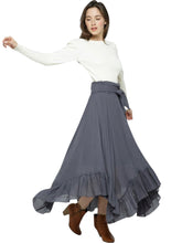 Load image into Gallery viewer, Scarlett’s Fluttery Flowy Maxi Skirt- Dusty Grey
