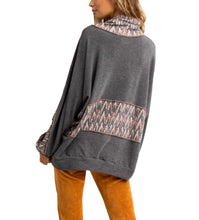 Load image into Gallery viewer, Oversized Gray/Color Block Ladies Cowl Neck Sweater
