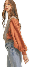 Load image into Gallery viewer, Mixed Knit Batwing Sweater- Copper
