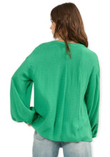 Load image into Gallery viewer, Solid Button Front Yoke Front Long Sleeve Shirt- Kelly Green

