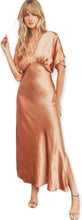 Load image into Gallery viewer, Classic Elegant Rose Gold Satin Maxi Dress
