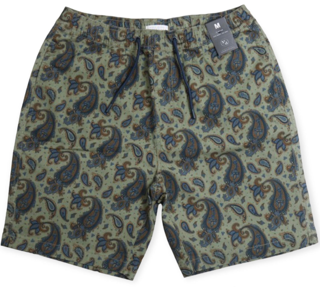 Paisley Green Drawstring Shorts