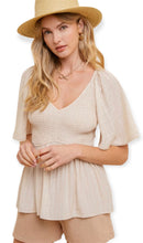 Load image into Gallery viewer, Smocked Peplum Textured Top
