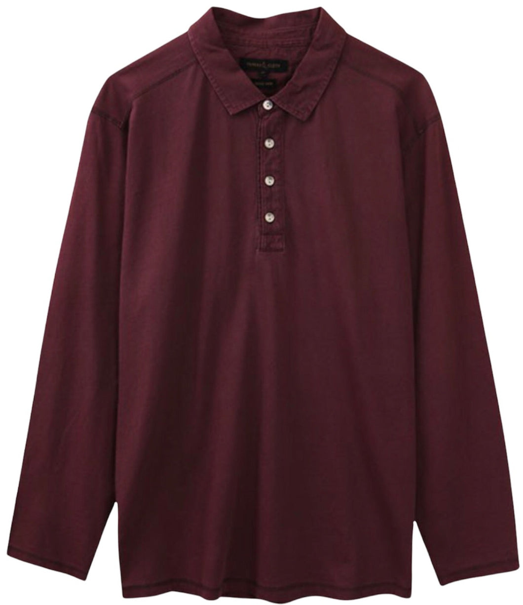 Washed Vintage Polo Long Sleeve - Burgundy