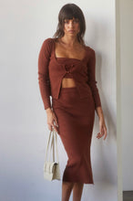 Load image into Gallery viewer, Autumn Coco Brown Cardigan &amp; Skirt 3 piece Set
