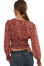 Load image into Gallery viewer, Floral Surplice Neck Long Sleeve Woven Blouse
