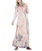 Load image into Gallery viewer, Elegantly Simple Boho Mauve/Gray Tie-Dye Maxi Dress
