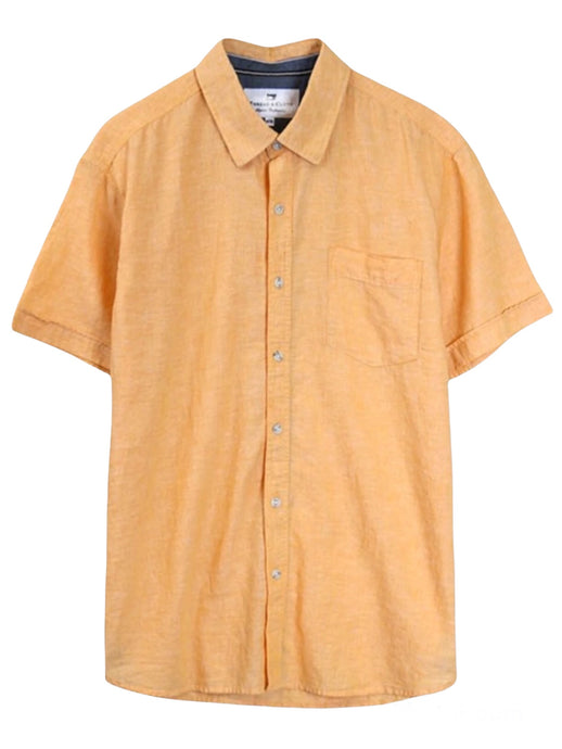 Golden Linen Collar Short Sleeve Shirt