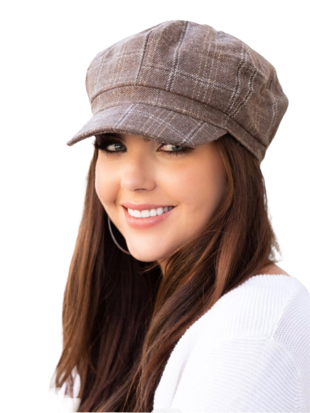 Tan Plaid Newsboy Caps