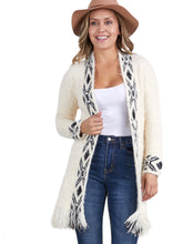 Load image into Gallery viewer, Ivory Fringe Tribal Detail Cardigan
