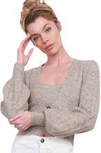 Load image into Gallery viewer, Oatmeal Melange Rib Cardigan
