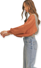 Load image into Gallery viewer, Mixed Knit Batwing Sweater- Copper
