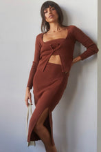 Load image into Gallery viewer, Autumn Coco Brown Cardigan &amp; Skirt 3 piece Set
