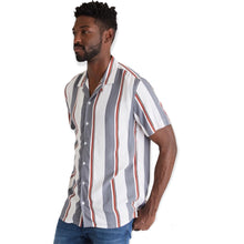 Load image into Gallery viewer, Men’s Striped Short Sleeve Button-Up Camp Shirt
